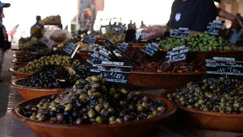 Free stock photo of olives, olives at a market