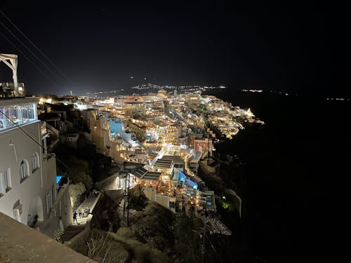 Free stock photo of fira at night, island at night