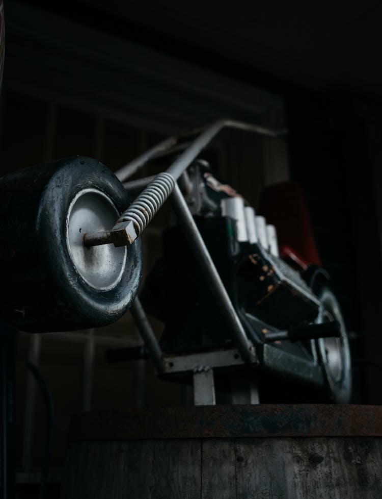 Motorbike Display In Front Of An Workshop 