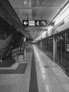 Grayscale Photo of Train Station