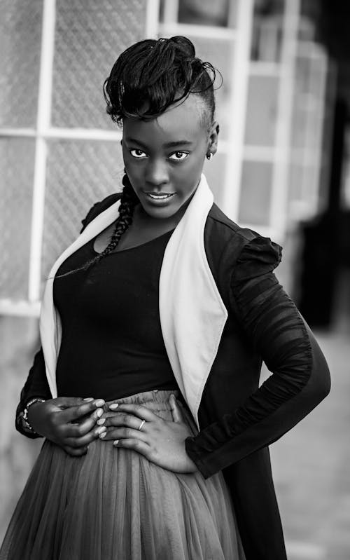 Grayscale Photography of Woman Wearing Cardigan