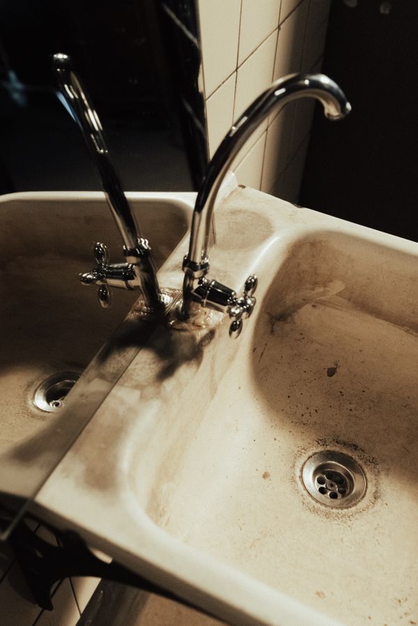 Bathroom before clean — neglected and dirty