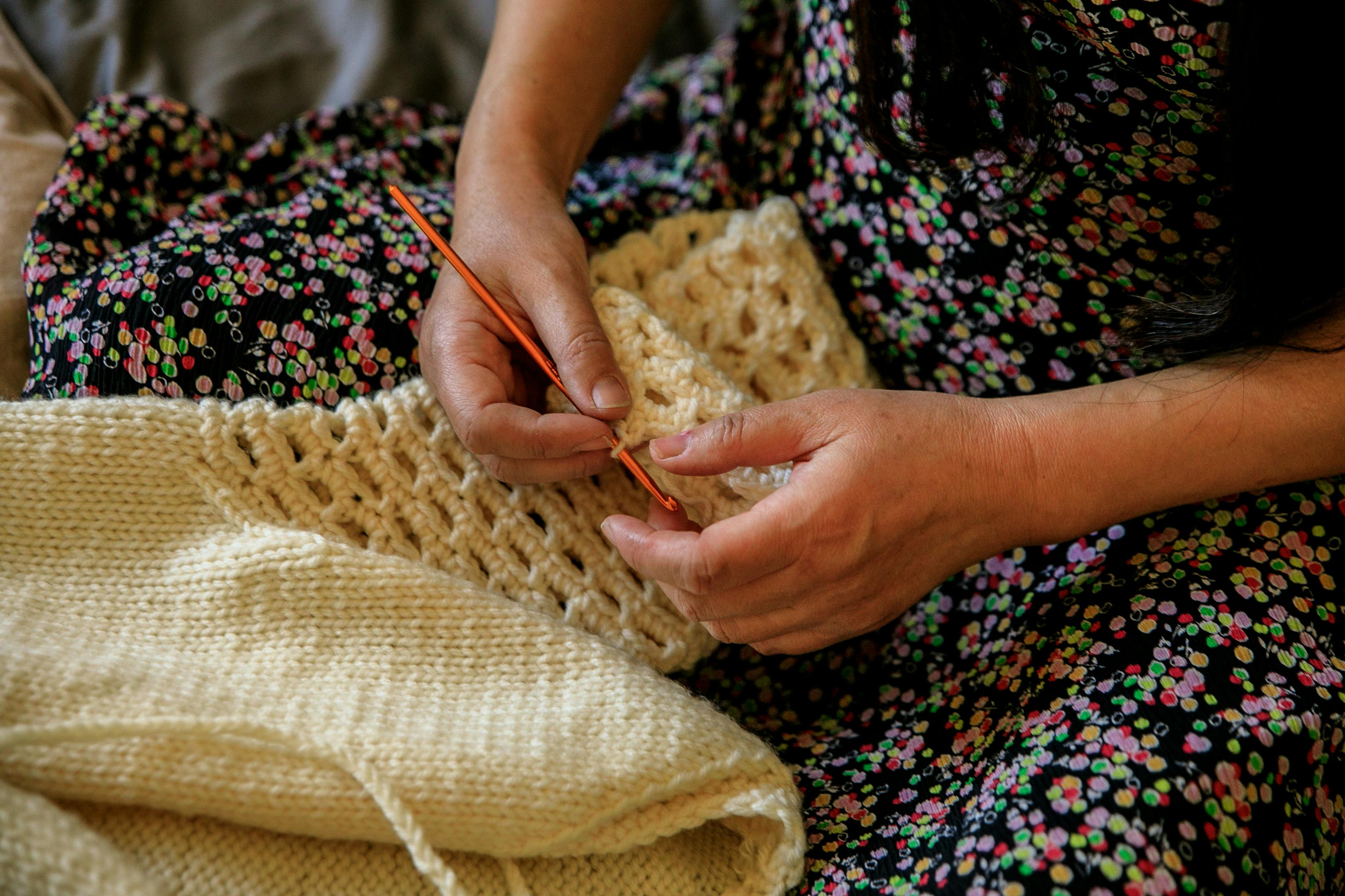 Closeup of Woman Crocheting · Free Stock Photo