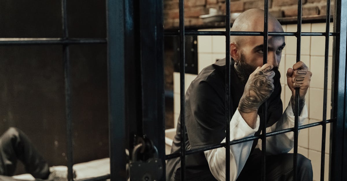 Prison Cell With A Locked Door And A Person Looking Trapped