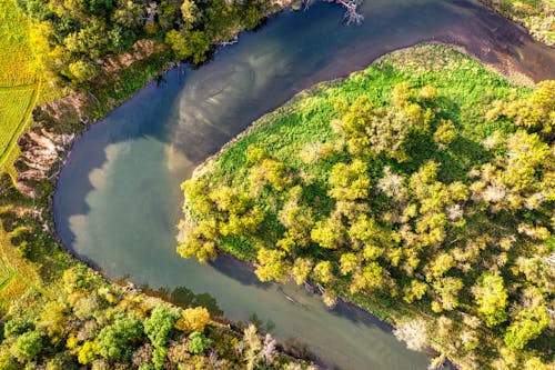 Drone Shot of a Narrow River 