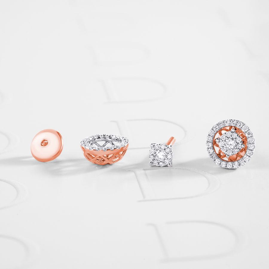 Diamond earrings set in rose gold