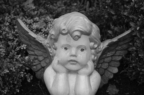 Darmowe zdjęcie z galerii z anioł, czarny i biały, monochromatyczny