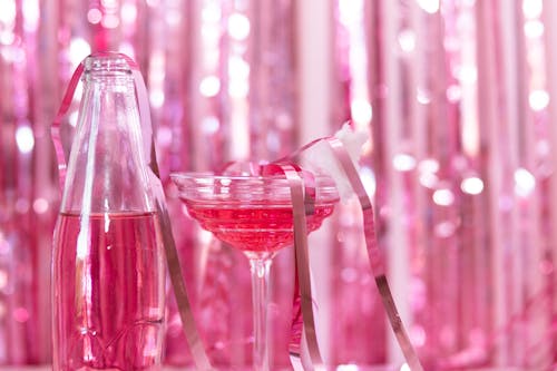 Clear Wine Glass With Pink Liquid
