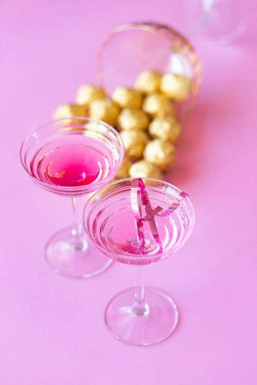 Clear Wine Glass With Pink Liquid