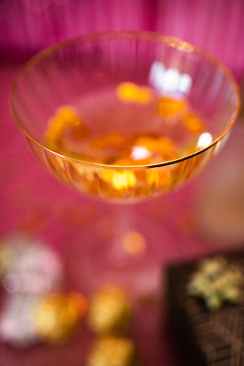 Clear Wine Glass with Gold Rim