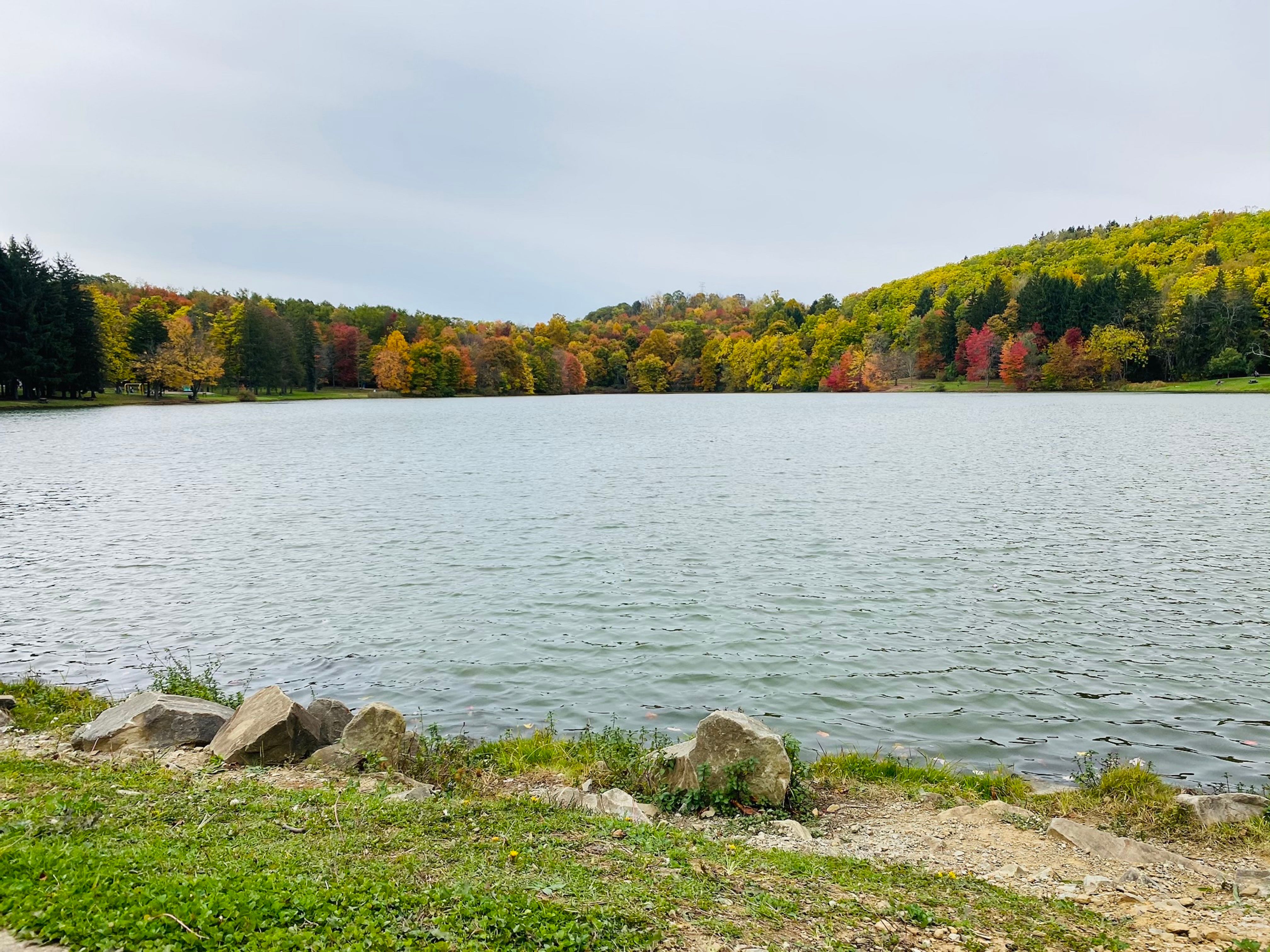 Lake Jean with its swimming beach at Ricketts Glen State Park