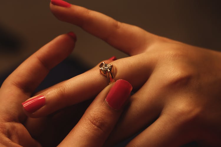 Close Up Of Ring On Woman Hand