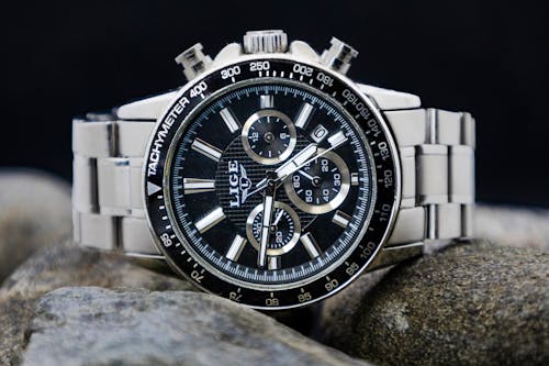 Free Black and Silver Round Chronograph Watch Stock Photo