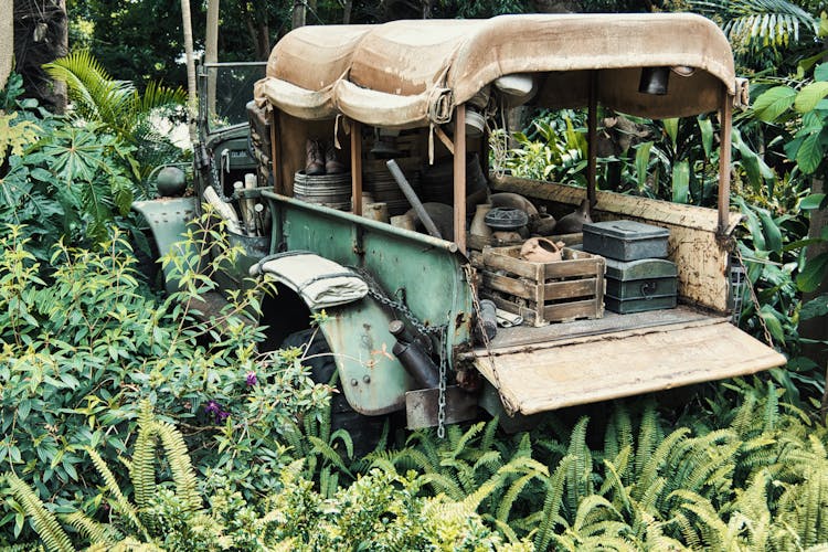 Brown Vintage Car On Green Grass Field