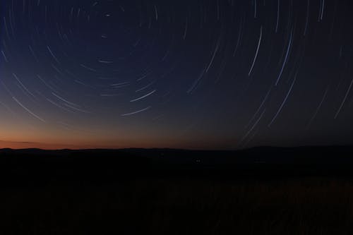 Zeitrafferfotografie Von Sternen Im Himmel Bei Nacht