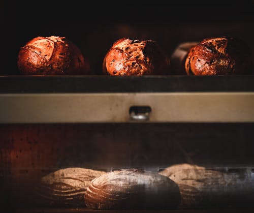 Free Bread Baking in the Oven  Stock Photo
