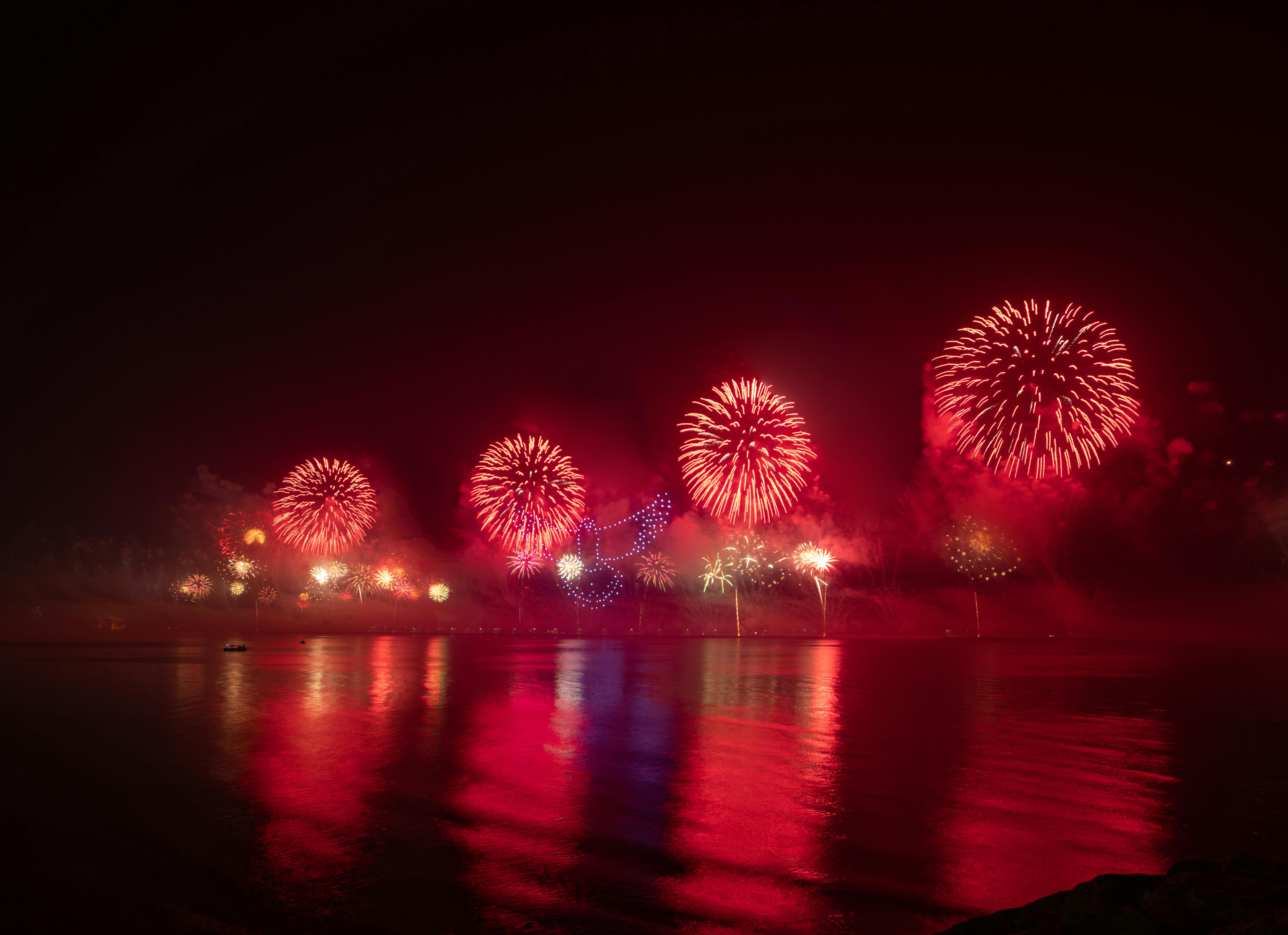 fireworks display over the lake