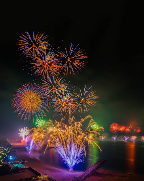 Colorful Fireworks Display during Night Time