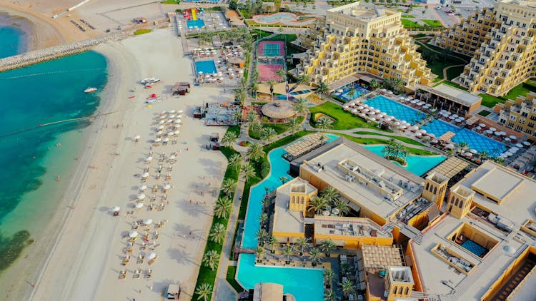 Aerial View Of The Rixos Bab Al Bahr, Al Marjan Island, Ras Al Khaimah, United Arab Emirates 