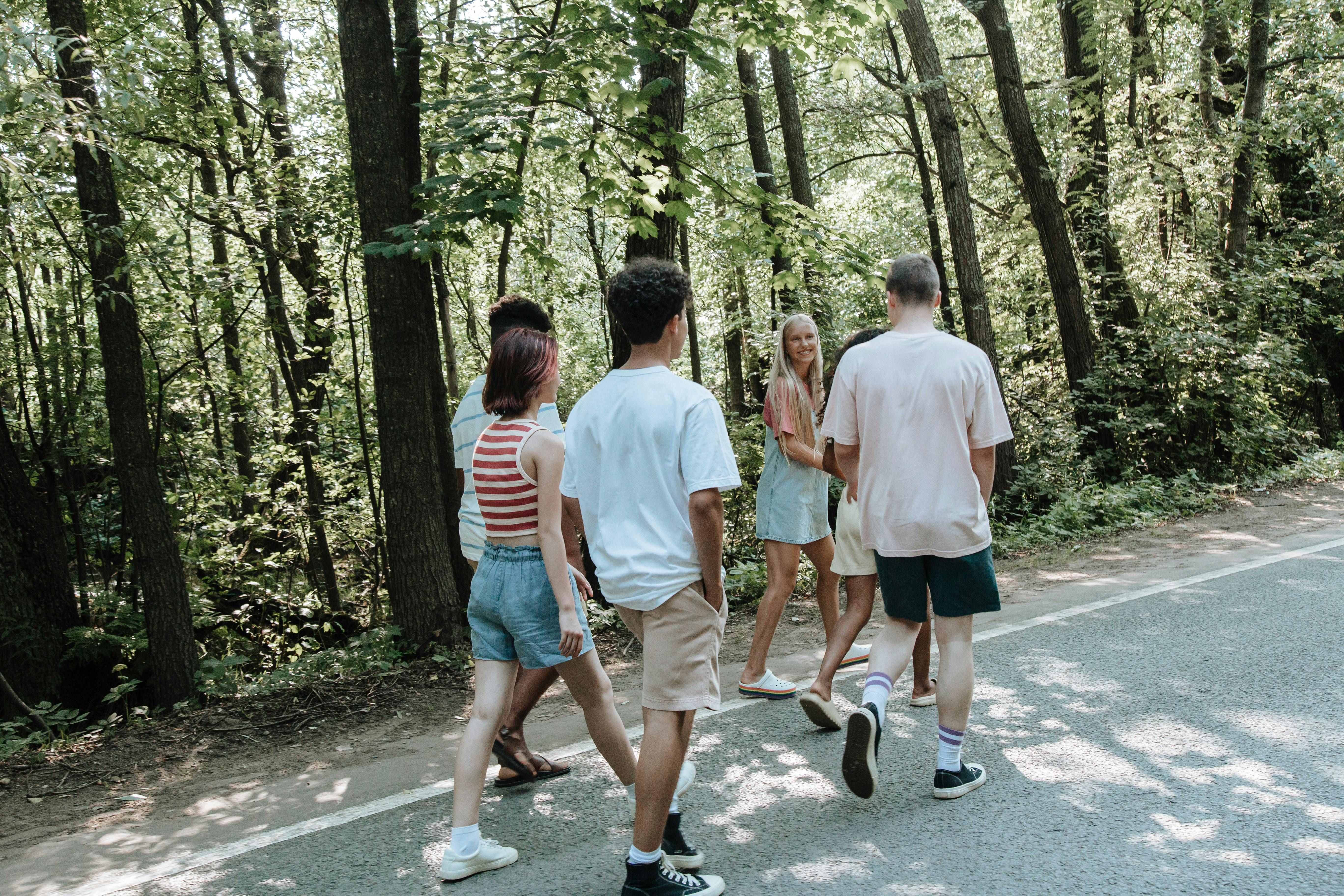 group of teenagers walking together