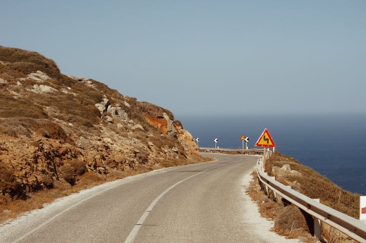 Road On Cliff Near Sea