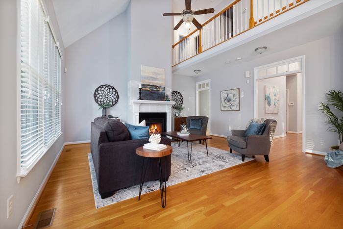 Cozy furnished living room representing a simulated home