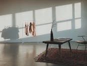 Room Interior Illuminated by Sunlight Coming Through Window 