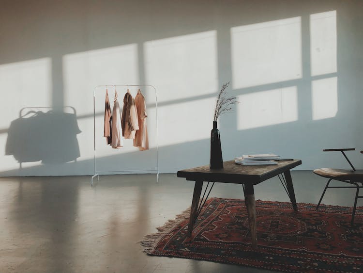 Room Interior Illuminated By Sunlight Coming Through Window 