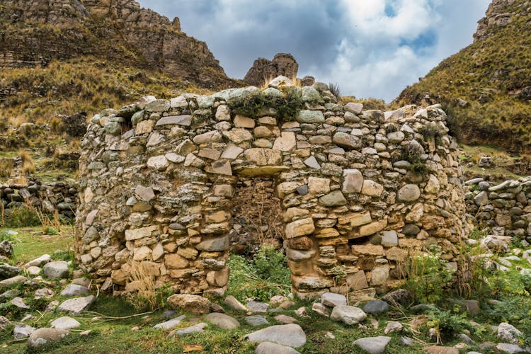 Stone House Ruins In Mountain Landscape