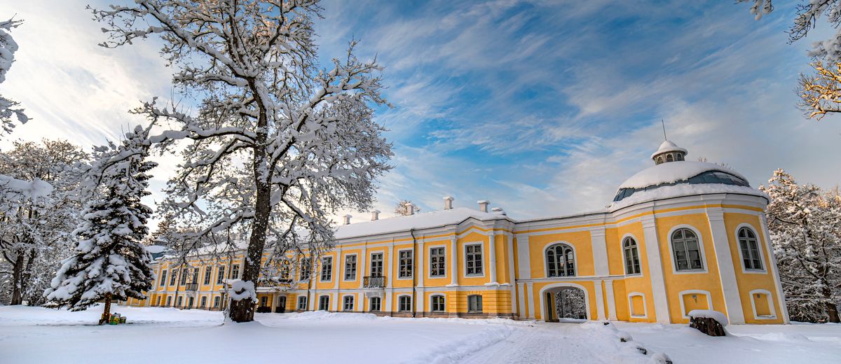 El palacio de Rundāle en invierno