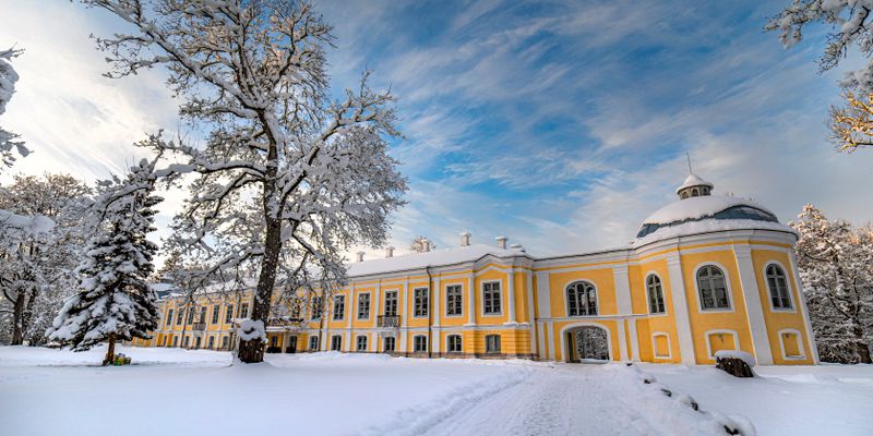 El palacio de Rundāle en invierno