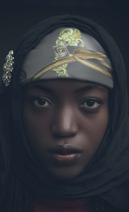 Portrait of a Pretty Woman in Black Hijab