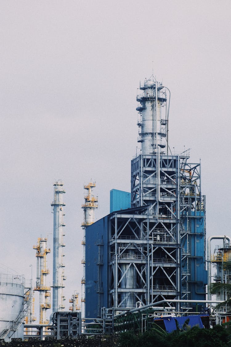 Industrial Plant Against Sky Background