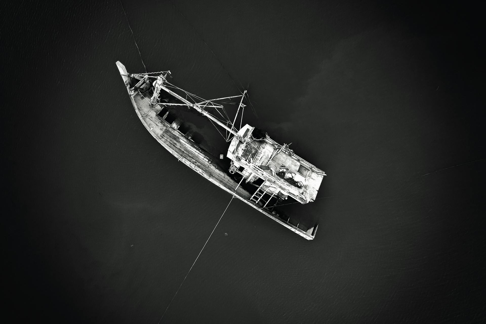 Fishing Boat Sinking on Sea