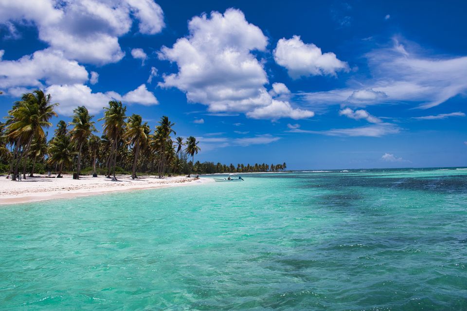 Una playa desierta bordeada de palmeras en las islas de San Blas