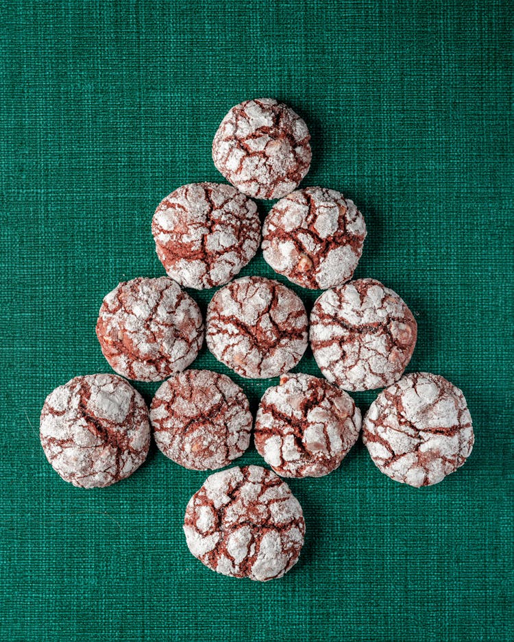 Close-Up Shot Of Red Velvet Crinkle Cookies