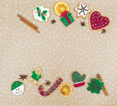 Gingerbread Cookies on a Decorated Background