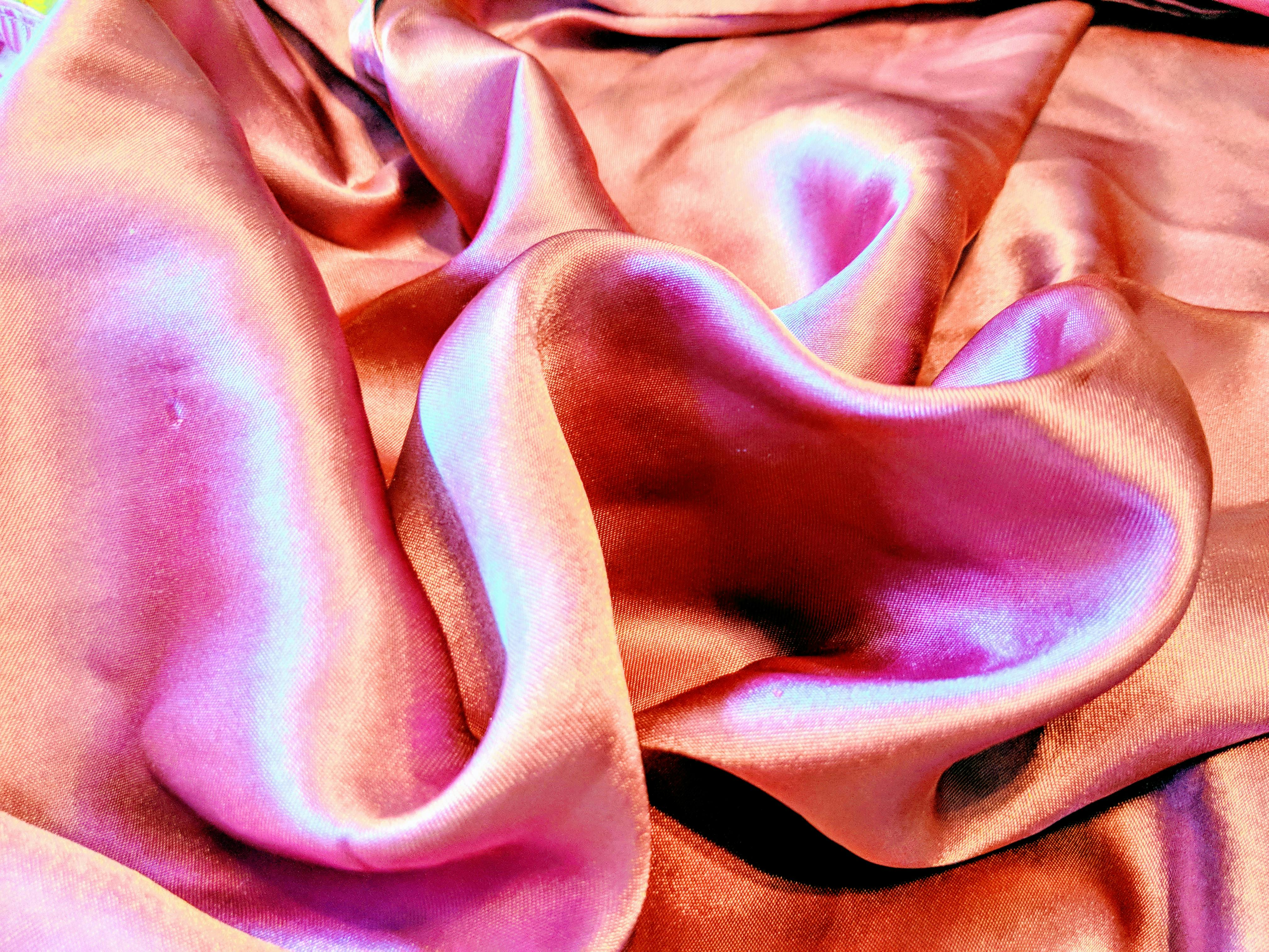 Free stock photo of Heart photo, hot pink satin, pink satin sheets