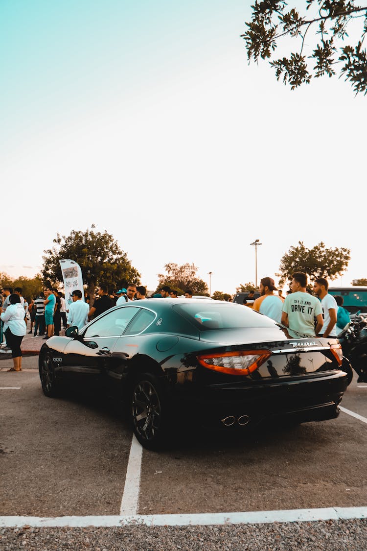 Black Car In A Parking Lot