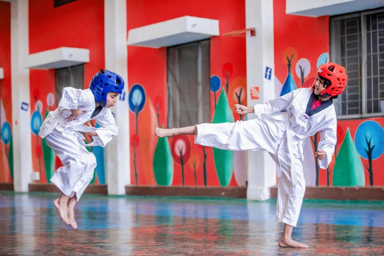 Boys In A Taekwondo Match