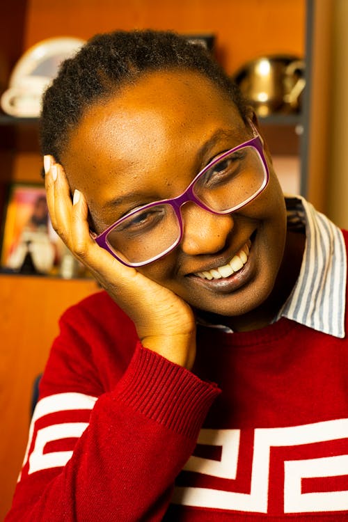 Free stock photo of happiness, happy smile, purple glasses