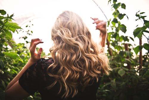 Blonde-haired Woman Standing Between Green Plants