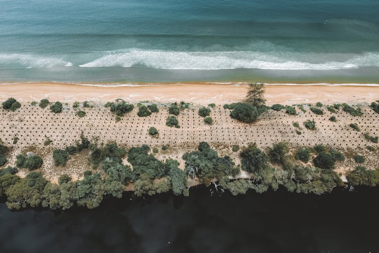 Aerial Shot Od Peninsula And Sea