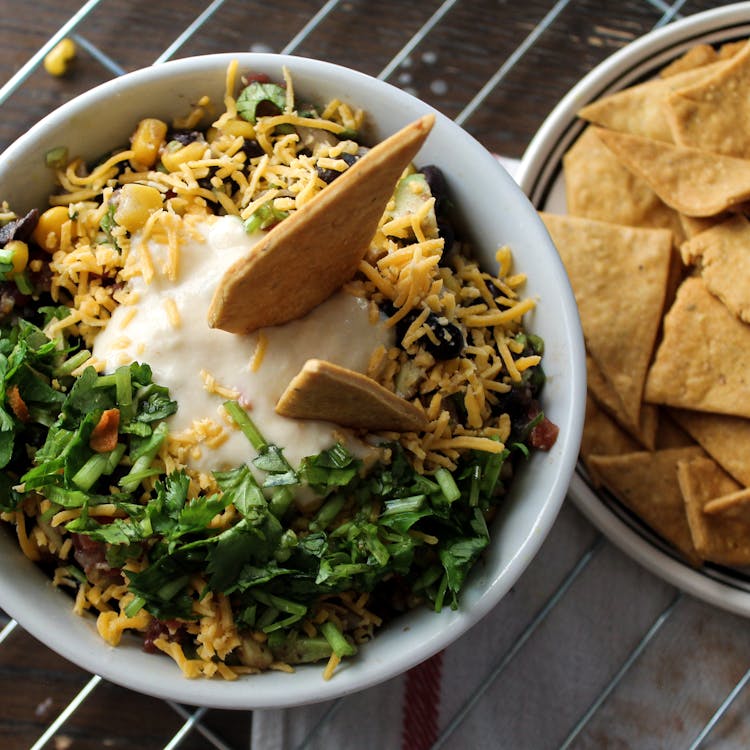 Bowl With A Dish And Tortilla