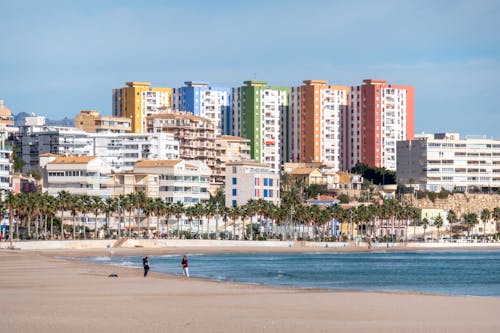 Free Colorful Buildings near the Seaside in Villajoyosa Stock Photo