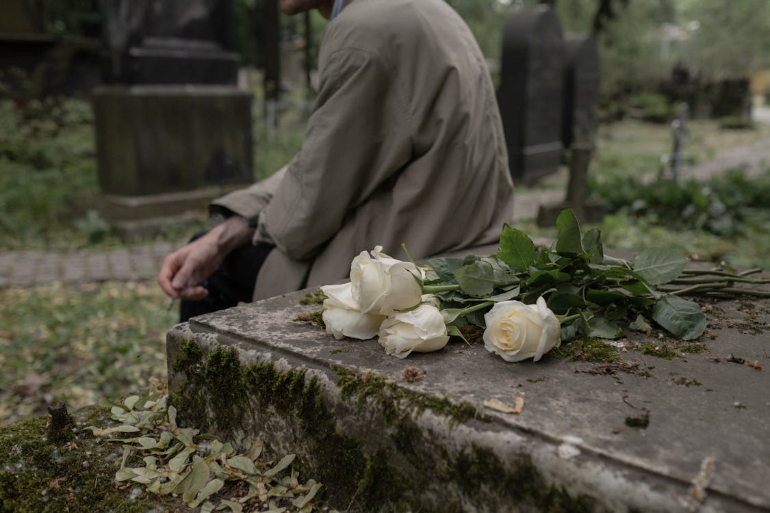  Close-up of Flowers on a Grave 