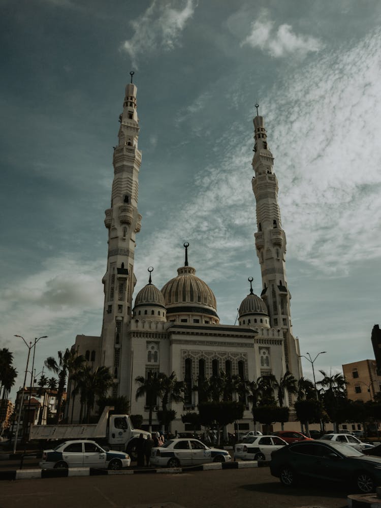 Vehicles Outside The Port Fouad Grand Mosque In Egypt