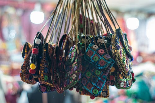 Free Close-up of an Assortment of Colorful Handbags Stock Photo