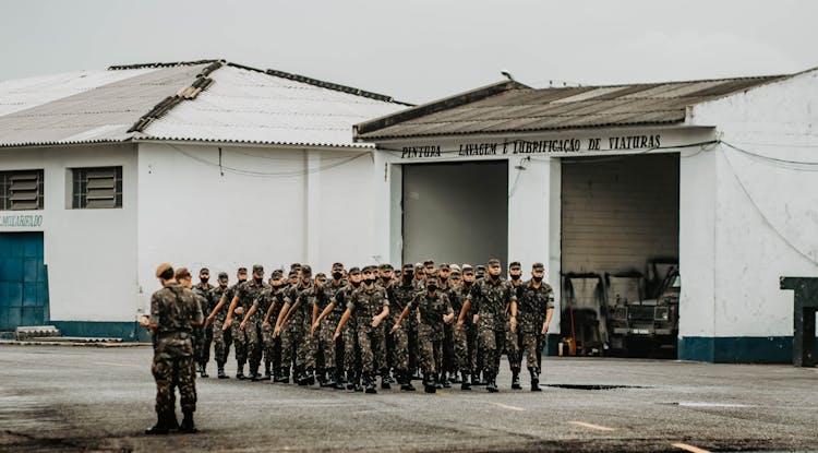 Soldiers Marching Together