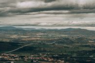 Drone Shot of Residences under a Gloomy Sky